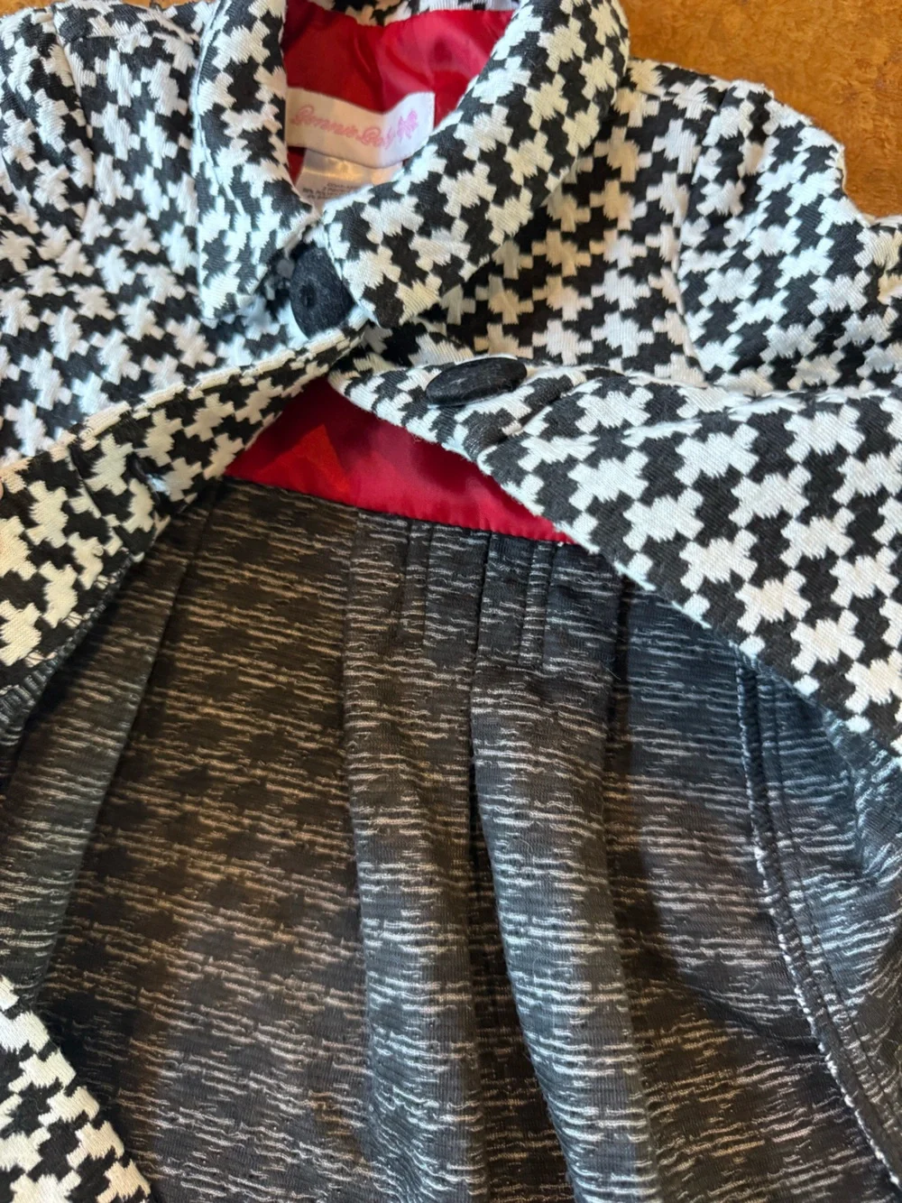 Bonnie Baby Black & White Houndstooth Coat Dress | Girls 6–9 Months | EUC
